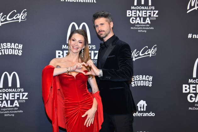 Thore Schölermann with wife Jana McDonalds Benefit Gala McDonalds Childrens Aid Foundation Eisbach Studios Munich 06 December 2025