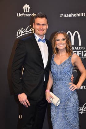 Hannes Ocik with his wife Nele McDonalds Benefit Gala McDonalds Childrens Aid Foundation Eisbach Studios Munich 06 December 2025