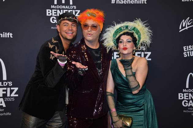 Marcell Damaschke, Pauline Stolze and Julian F Soeckel McDonalds Benefit Gala McDonalds Childrens Aid Foundation Eisbach Studios Munich 06 December 2025