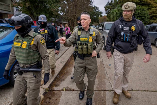 ICE Patrols ?New Orleans Neighborhoods For Undocumented Immigrants U.S. Border Patrol Chief Patrol Agent Gregory Bovino leads an immigration enforcement operation. Federal agents participating in Catahoula Crunch, patrol through ?New Orleans neighborhoods and surrounding suburbs searching for undocumented immigrants. New Orleans LA United States Copyright: MichaelxNigro