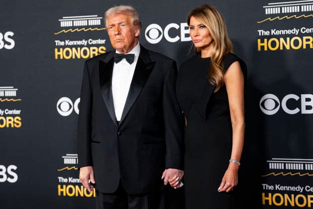 President Donald Trump and First Lady Melania Trump arrive on the red carpet for the 48th annual Kennedy Center Honors at the Kennedy Center in Washington DC on Sunday, December 7, 2025. President Donald Trump will host this year s event, which honors songwriter George Strait, actors Michael Crawford and Sylvester Stallone, singer Gloria Gaynor, and the rock band Kiss.  WAP20251207508 BONNIExCASH