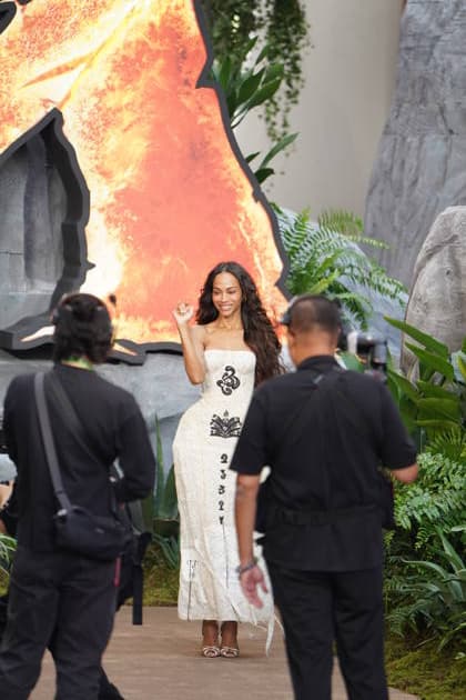 SANYA, CHINA - DECEMBER 08: American actress Zoe Saldana attends the China premiere of film Avatar: Fire and Ash on December 8, 2025 in Sanya, Hainan Province of China.  Copyright: xVCGx 111608409441