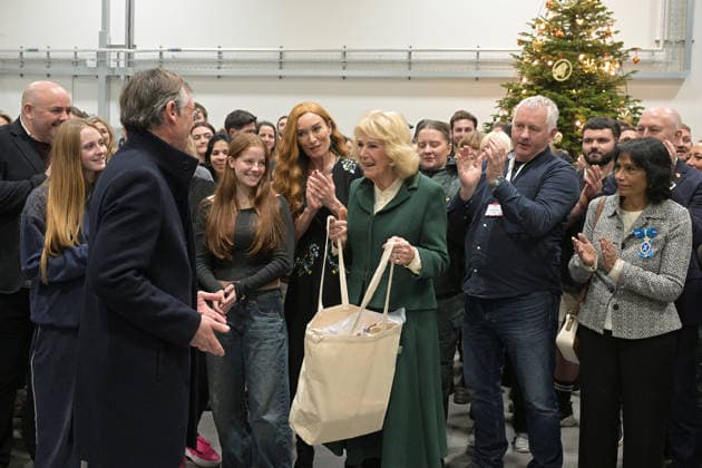 Queen Camilla visits the set of the TV Show Rivals Queen Camilla visits the set of the TV Show Rivals in Bristol, UK, on the 8th December 2025. Picture by Anthony Upton WPA-Pool Bristol Bristol United Kingdom  WHA-0806