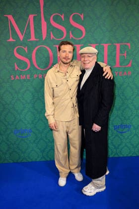 Jacob Matschenz and Peter Schulze at the premiere of the series Miss Sophie Same Procedure As Every Year Amazon Prime on 8 12 2025 at Claerchens Ballhaus in Berlin Miss Sophie series premiere in Berlin