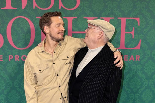Jacob Matschenz and Peter Schulze at the premiere of the series Miss Sophie Same Procedure As Every Year Amazon Prime on 8 12 2025 at Claerchens Ballhaus in Berlin Miss Sophie series premiere in Berlin