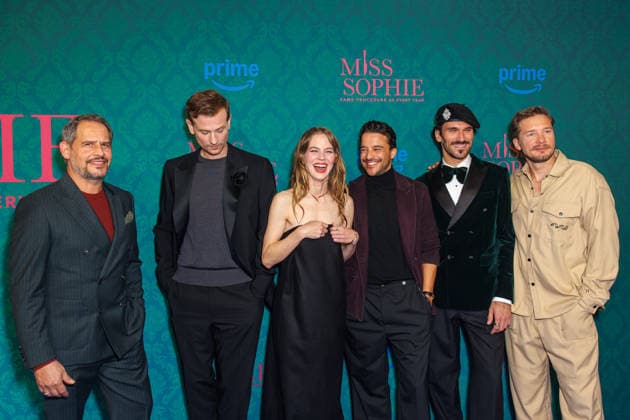 Amazon Premiere Miss Sophie Same Procedure As Every Year Moritz Bleibtreu, Christoph Schechinger, Alicia von Rittberg, Kostja Ullmann, Vladimir Korneev and Jacob Matschenz at the premiere of the Amazon Prime series Miss Sophie Same Procedure As Every Year at Clärchens Ballhaus on 08 12 2025 in Berlin Copyright: xEventpressxKochanx