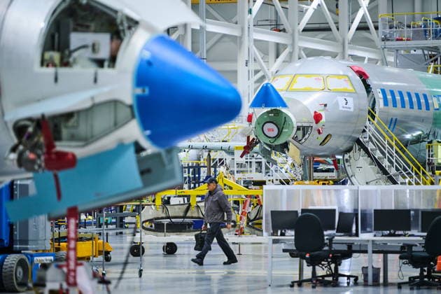 December 8, 2025, Mississauga, On, Canada: Jet planes are assembled at Bombardier s aircraft assembly centre in Mississauga, Ont., on Monday, Dec. 8, 2025. Mississauga Canada  - ZUMAc35_ 20251208_zaf_c35_104 Copyright: xSammyxKoganx