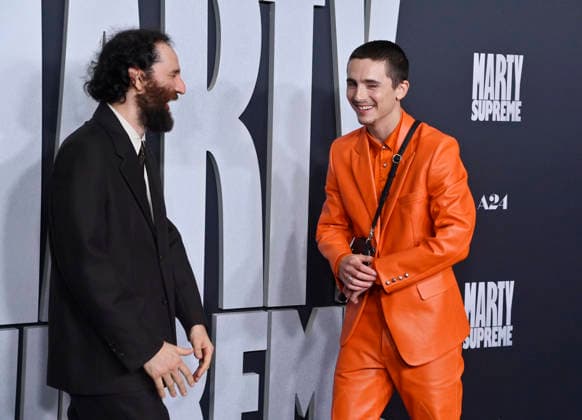 Cast member Timothee Chalamet (R) and directorJosh Safdie attend the special screening of the motion picture sports drama Marty Supreme at the Samuel Goldwyn Theater in Beverly Hills, California on Monday, December 8, 2025. Storyline: Marty Mauser, a young man with a dream no one respects, goes to hell and back in pursuit of greatness.  LAP20251208812 JIMxRUYMEN