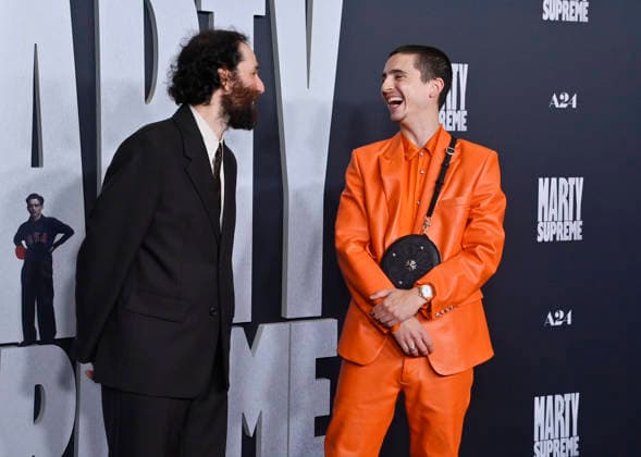 Cast member Timothee Chalamet (R) and directorJosh Safdie attend the special screening of the motion picture sports drama Marty Supreme at the Samuel Goldwyn Theater in Beverly Hills, California on Monday, December 8, 2025. Storyline: Marty Mauser, a young man with a dream no one respects, goes to hell and back in pursuit of greatness.  LAP20251208813 JIMxRUYMEN