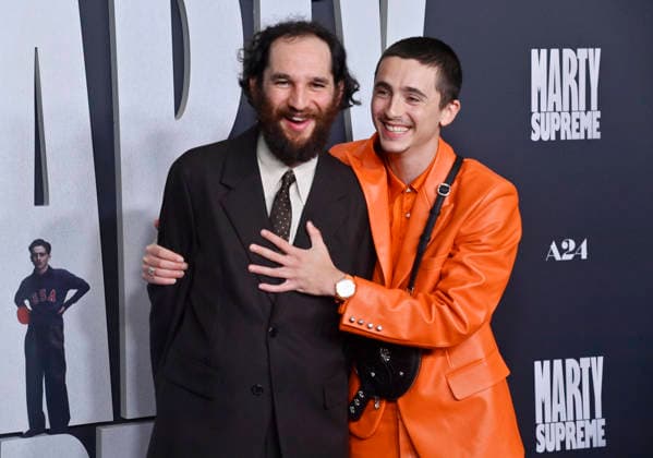 Cast member Timothee Chalamet (R) and directorJosh Safdie attend the special screening of the motion picture sports drama Marty Supreme at the Samuel Goldwyn Theater in Beverly Hills, California on Monday, December 8, 2025. Storyline: Marty Mauser, a young man with a dream no one respects, goes to hell and back in pursuit of greatness.  LAP20251208815 JIMxRUYMEN