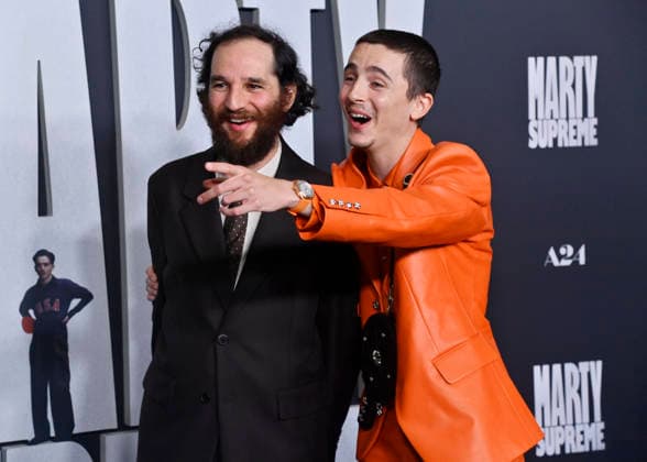 Cast member Timothee Chalamet (R) and directorJosh Safdie attend the special screening of the motion picture sports drama Marty Supreme at the Samuel Goldwyn Theater in Beverly Hills, California on Monday, December 8, 2025. Storyline: Marty Mauser, a young man with a dream no one respects, goes to hell and back in pursuit of greatness.  LAP20251208816 JIMxRUYMEN