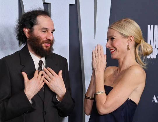 Cast member Gwyneth Paltrow (R) and director Josh Safdie attend the special screening of the motion picture sports drama Marty Supreme at the Samuel Goldwyn Theater in Beverly Hills, California on Monday, December 8, 2025. Storyline: Marty Mauser, a young man with a dream no one respects, goes to hell and back in pursuit of greatness.  LAP20251208820 JIMxRUYMEN