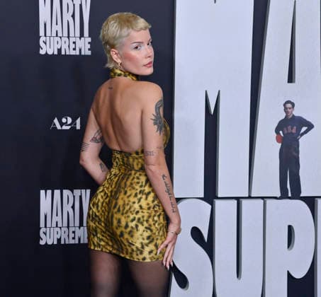 Halsey attends the special screening of the motion picture sports drama Marty Supreme at the Samuel Goldwyn Theater in Beverly Hills, California on Monday, December 8, 2025. Storyline: Marty Mauser, a young man with a dream no one respects, goes to hell and back in pursuit of greatness.  LAP20251208837 JIMxRUYMEN