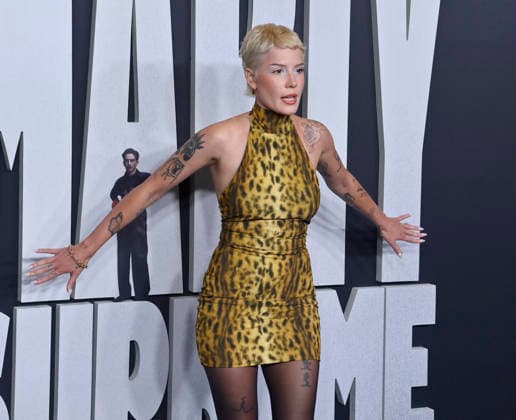 Halsey attends the special screening of the motion picture sports drama Marty Supreme at the Samuel Goldwyn Theater in Beverly Hills, California on Monday, December 8, 2025. Storyline: Marty Mauser, a young man with a dream no one respects, goes to hell and back in pursuit of greatness.  LAP20251208838 JIMxRUYMEN