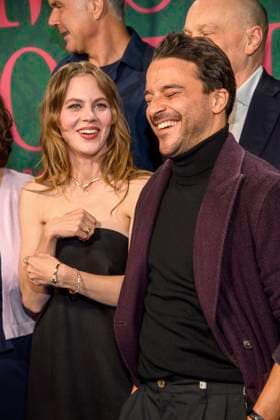 ABBberlin Alicia von Rittberg, Kostja Ullmann and Markus Brunnemann actors on the blue carpet at the cinema premiere of the Amazon prime series of MISS SOPHIE SAME PROCEDURE AS EVERY YEAR at Claerchens Ballhaus on 08 12 2025 Berlin Berlin Germany