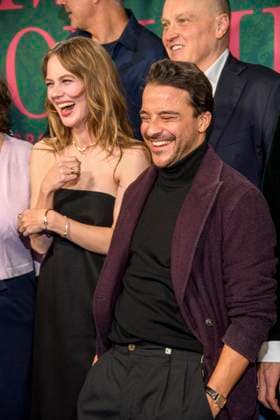 ABBberlin Alicia von Rittberg, Kostja Ullmann and Markus Brunnemann actors on the blue carpet at the cinema premiere of the Amazon prime series of MISS SOPHIE SAME PROCEDURE AS EVERY YEAR at Claerchens Ballhaus on 08 12 2025 Berlin Berlin Germany