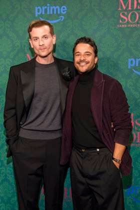 ABBberlin Christoph Schechinger and Kostja Ullmann actors on the blue carpet at the cinema premiere of the Amazon prime series of MISS SOPHIE SAME PROCEDURE AS EVERY YEAR at Claerchens Ballhaus on 08 12 2025 Berlin Berlin Germany