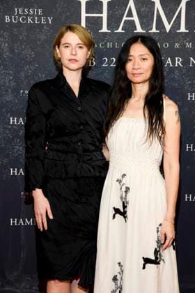ABBberlin Jessie Buckley Irish actress with Chloe Zhao Chinese film director, guest on the red carpet at the German premiere of the movie Hamnet at Delphi Filmpalast on 08 12 2025 in Berlin Berlin Germany