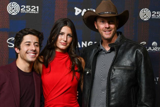 December 8, 2025, Lehi, Utah, USA: (LÃ¢â‚¬˜R) BRANDON ENGMAN, LOUISE BURTON and JOHN BURTON attend the world premiere of DAVID at Megaplex Theatres Thanksgiving Point in Lehi, Utah, USA. Lehi USA - ZUMAm292 20251208_znp_m292_034 Copyright: xCharles-McClintockxWilsonx