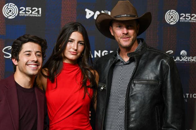 December 8, 2025, Lehi, Utah, USA: (LÃ¢â‚¬˜R) BRANDON ENGMAN, LOUISE BURTON and JOHN BURTON attend the world premiere of DAVID at Megaplex Theatres Thanksgiving Point in Lehi, Utah, USA. Lehi USA - ZUMAm292 20251208_znp_m292_037 Copyright: xCharles-McClintockxWilsonx