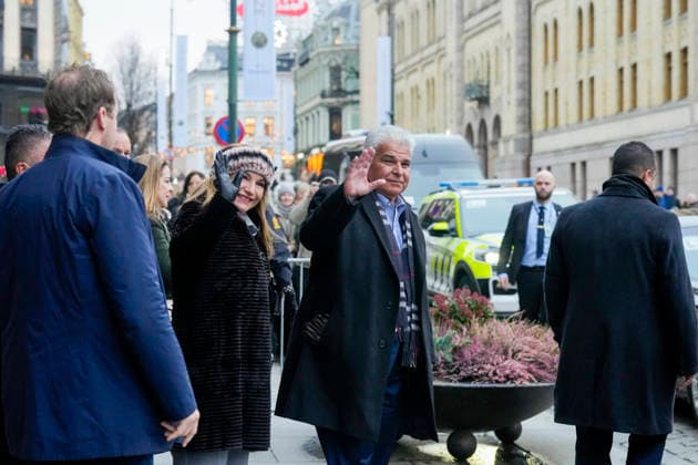 Nobel Peace Prize 2025 Oslo 20251209 Panamas President JosÃ Raul Mulino and First Lady Maricel de Mulino leave the Grand hotel in Oslo on  Copyright: xHeikoxJungex xNTBx