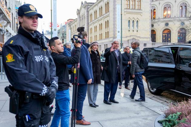 Nobel Peace Prize 2025 Oslo 20251209 Panamas President JosÃ Raul Mulino and First Lady Maricel de Mulino leave the Grand hotel in Oslo on  Copyright: xHeikoxJungex xNTBx