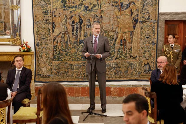 King Felipe VI gives a speech at the luncheon after the annual meeting of the Cervantes Institute Patronage in Aranjuez town, Madrid province, central Spain, 09 December 2025. Annual meeting of the Cervantes Institute Patronage !ACHTUNG: NUR REDAKTIONELLE NUTZUNG!  Copyright: xChemaxMoyax GRAF844 20251209-55018778833_1