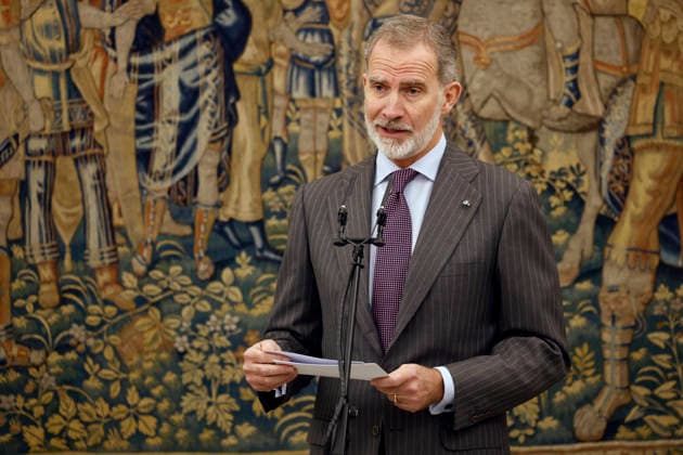 King Felipe VI gives a speech at the luncheon after the annual meeting of the Cervantes Institute Patronage in Aranjuez town, Madrid province, central Spain, 09 December 2025. Annual meeting of the Cervantes Institute Patronage !ACHTUNG: NUR REDAKTIONELLE NUTZUNG!  Copyright: xChemaxMoyax GRAF827 20251209-55018778850_1