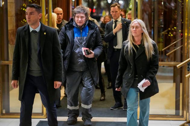 Nobel Peace Prize 2025 Oslo 20251209 Argentinas President Javier Milei arrives at the Grand Hotel in Oslo on Tuesday afternoon The Venezuelan opposition leader Maria Corina Machado is awarded the prize for her tireless work  Copyright: xCorneliusxPoppex xNTBx