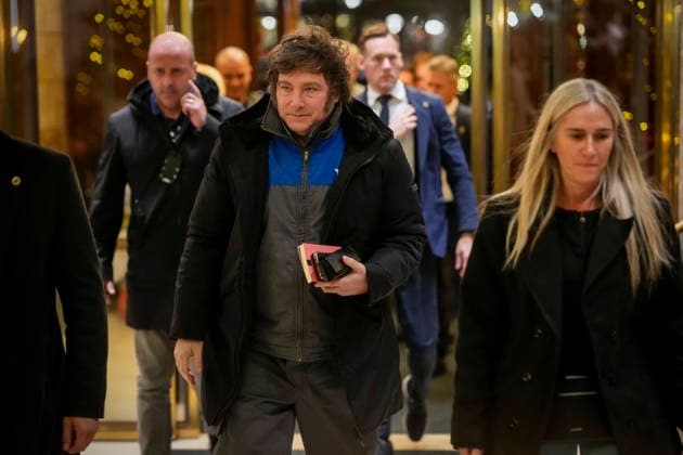 Nobel Peace Prize 2025 Oslo 20251209 Argentinas President Javier Milei arrives at the Grand Hotel in Oslo on Tuesday afternoon The Venezuelan opposition leader Maria Corina Machado is awarded the prize for her tireless work  Copyright: xCorneliusxPoppex xNTBx