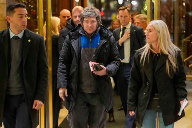 Nobel Peace Prize 2025 Oslo 20251209 Argentinas President Javier Milei arrives at the Grand Hotel in Oslo on Tuesday afternoon The Venezuelan opposition leader Maria Corina Machado is awarded the prize for her tireless work  Copyright: xCorneliusxPoppex xNTBx