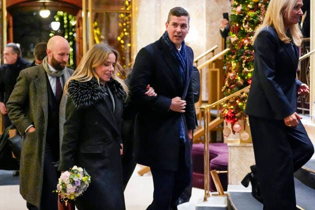 Nobel Peace Prize 2025 Oslo, Norway 20251209 Paraguayan President Santiago Pena and First Lady Leticia Ocampos arrive at the Grand Hotel in Oslo on Tuesday evening The Venezuelan opposition  Copyright: xLisexAserudxx xNTBx