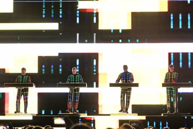 09 12 2025, Kraftwerk, in concert live at Uber Eats Music Hall, Berlin, with Ralf Hütter, Henning Schmitz, Falk Grieffenhagen, Georg Bongartz, Berlin