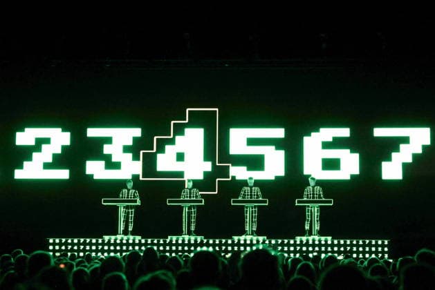 09 12 2025, Kraftwerk, in concert live at Uber Eats Music Hall, Berlin, with Ralf Hütter, Henning Schmitz, Falk Grieffenhagen, Georg Bongartz, Berlin