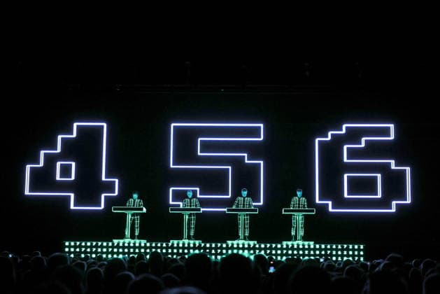 09 12 2025, Kraftwerk, in concert live at Uber Eats Music Hall, Berlin, with Ralf Hütter, Henning Schmitz, Falk Grieffenhagen, Georg Bongartz, Berlin