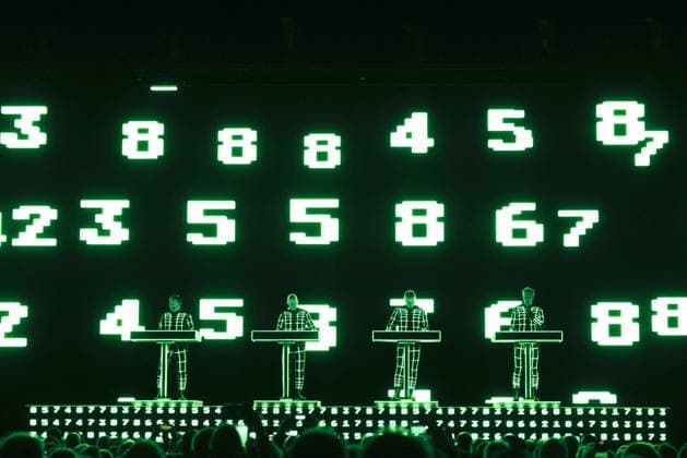 09 12 2025, Kraftwerk, in concert live at Uber Eats Music Hall, Berlin, with Ralf Hütter, Henning Schmitz, Falk Grieffenhagen, Georg Bongartz, Berlin