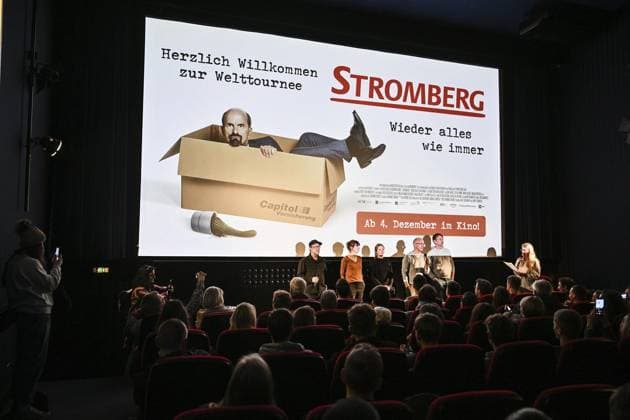 Stromberg Cinema Tour in the Ruhr area from Mülheim to Dortmund with C M Herbst and Bjärne Mädel FOR EDITORIAL PURPOSES ONLY p Screenwriter Ralf Husmann 5 v l with the actors, Bjärne Mädel, Milena Dreißig, Diana Staehly and Christoph Maria Herbst will be at the Stromberg Cinema Tour at Casablanca in Bochum Copyright: VladimirxWegener doc83mdh6ucvwn1asomjk4v ,EDITORIAL USE ONLY Copyright: VladimirxWegener
