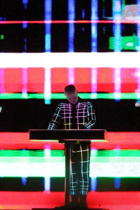Falk Grieffenhagen from the band Kraftwerk at a concert in the Uber Eats Music Hall in Berlin, December 9, 2025 Kraftwerk concert Berlin