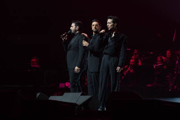 December 9, 2025, Madrid, Spain: (R-L) Gianluca Ginoble, Piero Barone and Ignazio Boschetto from Il Volo perform at Movistar Arena in Madrid. Madrid Spain - ZUMAs197 20251209_aaa_s197_223 Copyright: xAtilanoxGarciax