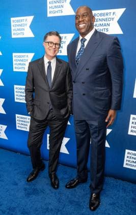 December 9, 2025, Bronx, New York, USA: Stephen Colbert and Earvin Magic Johnson attend Robert F. Kennedy Human Rights Ripple of Hope annual award gala at Hilton Midtown Hotel in New York, NY on December 9, 2025. Bronx USA - ZUMAr339 20251209_znp_r339_030 Copyright: xLevxRadinx