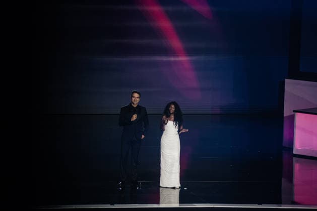 RIO DE JANEIRO, RJ - 09.12.2025: PREMIO MULTISHOW 2025 - Hosts Tadeu and Kenya Sade at the 2025 Multishow Music Awards, a celebration of Brazilian music, taking place on December 9th at the Farmasi Arena in Rio de Janeiro. x2856863x  CristianexMota