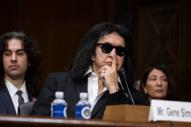 Former KISS band member Gene Simmons is seen during Senate Committee on the Judiciary Subcommittee on Intellectual Property hearings to examine balancing the interests of local radio, songwriters, and performers in the digital age in the Dirksen Senate office building in Washington, DC on Sunday, December 9, 2025. Copyright: xCNPx xMediaPunchx