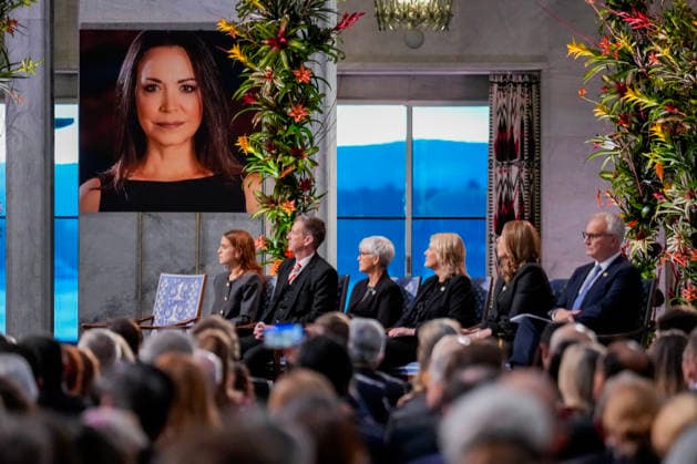 Nobel Peace Prize 2025 Oslo 20251210 A photo of Nobel Peace Prize recipient Maria Corina Machado during the Nobel Peace Prize ceremo  Copyright: xOlexBerg-Rustenx xNTBx
