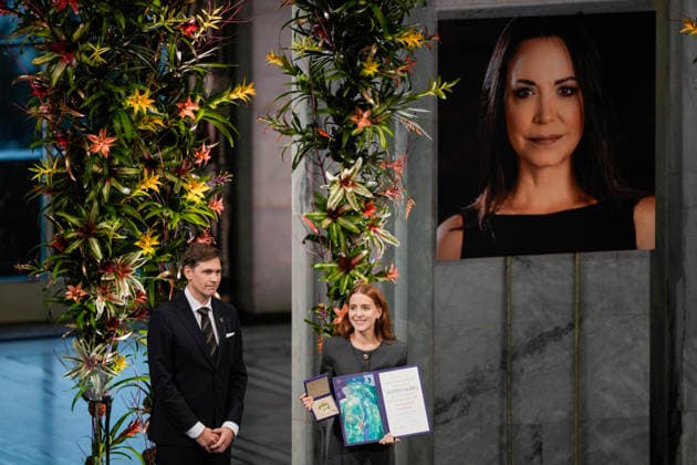 Nobel Peace Prize 2025 Oslo 20251210 The daughter of Nobel Peace Prize Laureate Ana Corina Sosa acc  Copyright: xStianxLysbergxSolumx xNTBx
