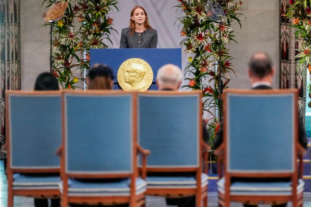 Nobel Peace Prize 2025 Oslo 20251210 The daughter of Nobel Peace Prize Laureate Ana Corina Sosa  Copyright: xOlexBerg-Rustenx xNTBx