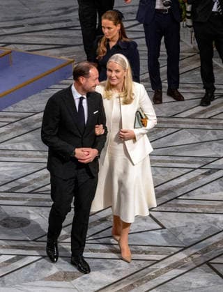 10-12-2025 Norway Princess Mette-Marit and Princess Ingrid Alexandra and Prince Haakon at the awarding of the Nobel Peace Prize to Maria Corina Machado from Venezuela in the city hall in Olso. Due to the circumstances in her home country of Venezuela, Maria Corina Machado was unable to attend the award ceremony in Norway. Â  Copyright: xPPEx