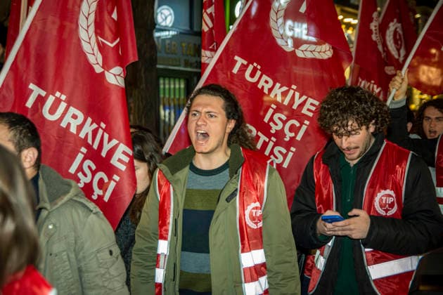 December 10, 2025, Istanbul, Istanbul, Turkey: Unions, students, and left-socialist groups gathered in IstanbulÃ¢â‚¬â ¢s Kadikoy district to protest the governmentÃ¢â‚¬â ¢s MESEM (Vocational Education Centers) policy, criticizing it for promoting child labor and precarious working conditions. Demonstrators held banners and chanted slogans demanding the abolition of MESEM practices and stronger protections for young workers. Istanbul Turkey - ZUMAt171 20251210_zip_t171_001 Copyright: xAbdullahxTepelix