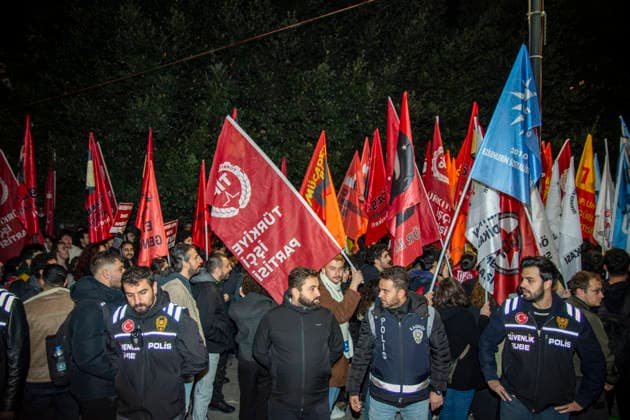 December 10, 2025, Istanbul, Istanbul, Turkey: Unions, students, and left-socialist groups gathered in IstanbulÃ¢â‚¬â ¢s Kadikoy district to protest the governmentÃ¢â‚¬â ¢s MESEM (Vocational Education Centers) policy, criticizing it for promoting child labor and precarious working conditions. Demonstrators held banners and chanted slogans demanding the abolition of MESEM practices and stronger protections for young workers. Istanbul Turkey - ZUMAt171 20251210_zip_t171_003 Copyright: xAbdullahxTepelix