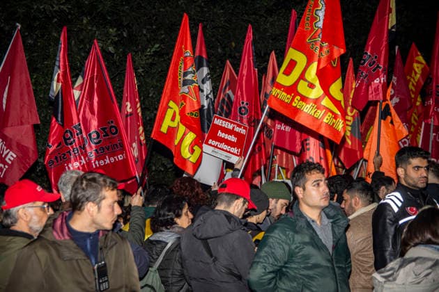 December 10, 2025, Istanbul, Istanbul, Turkey: Unions, students, and left-socialist groups gathered in IstanbulÃ¢â‚¬â ¢s Kadikoy district to protest the governmentÃ¢â‚¬â ¢s MESEM (Vocational Education Centers) policy, criticizing it for promoting child labor and precarious working conditions. Demonstrators held banners and chanted slogans demanding the abolition of MESEM practices and stronger protections for young workers. Istanbul Turkey - ZUMAt171 20251210_zip_t171_006 Copyright: xAbdullahxTepelix