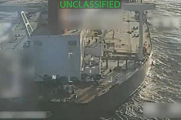 According to U.S. Attorney General Pam Bondi, on Wednesday, December 10, 2025, the FBI, Homeland Security, and the United States Coast Guard, with support from the Department of War, executed a seizure warrant off the coast of Venezuela for a crude oil tanker used to transport sanctioned oil from Venezuela and Iran. Screengrab via U.S. Attorney General  WAX2025121004 HANDOUT